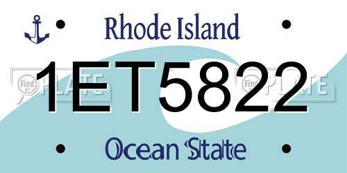1ET5822 Rhode Island License Plate