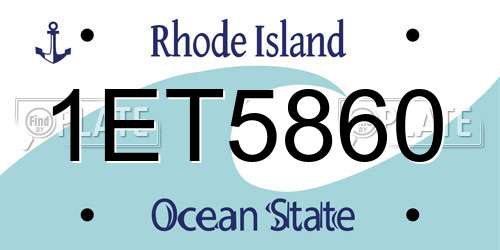 1ET5860 Rhode Island License Plate