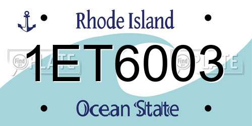 1ET6003 Rhode Island License Plate