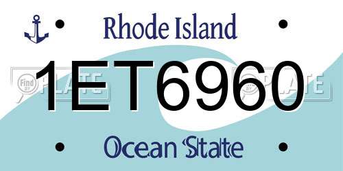 1ET6960 Rhode Island License Plate