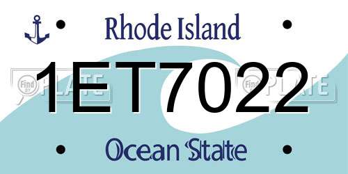 1ET7022 Rhode Island License Plate