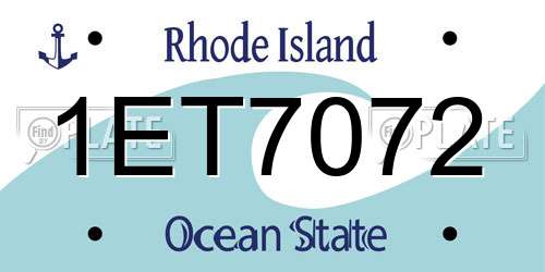 1ET7072 Rhode Island License Plate