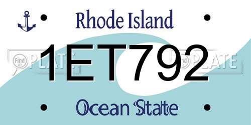 1ET792 Rhode Island License Plate