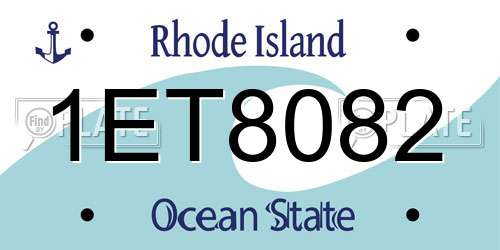 1ET8082 Rhode Island License Plate