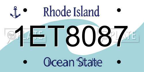 1ET8087 Rhode Island License Plate