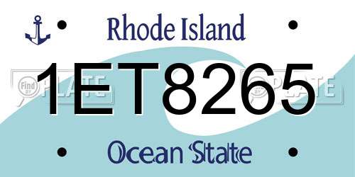 1ET8265 Rhode Island License Plate