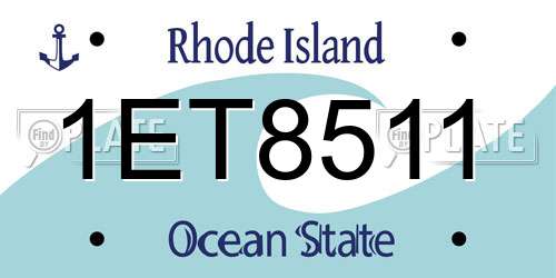 1ET8511 Rhode Island License Plate