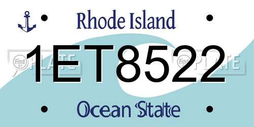 1ET8522 Rhode Island License Plate