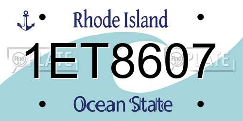 1ET8607 Rhode Island License Plate