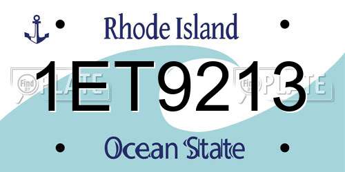 1ET9213 Rhode Island License Plate