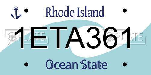 1ETA361 Rhode Island License Plate