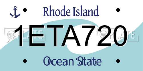 1ETA720 Rhode Island License Plate