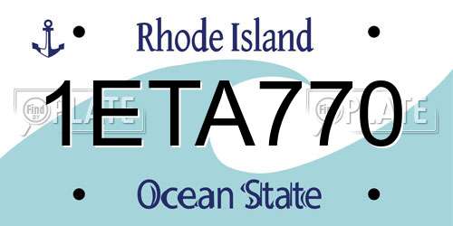 1ETA770 Rhode Island License Plate