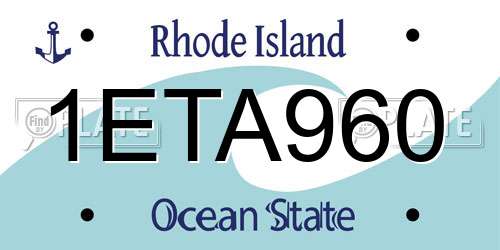 1ETA960 Rhode Island License Plate