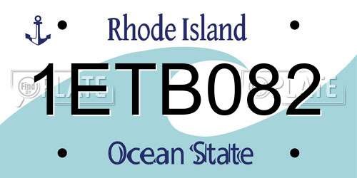1ETB082 Rhode Island License Plate