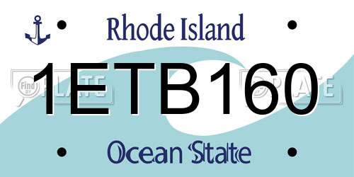 1ETB160 Rhode Island License Plate