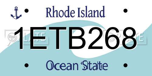 1ETB268 Rhode Island License Plate