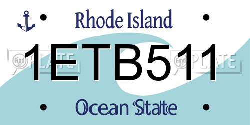 1ETB511 Rhode Island License Plate