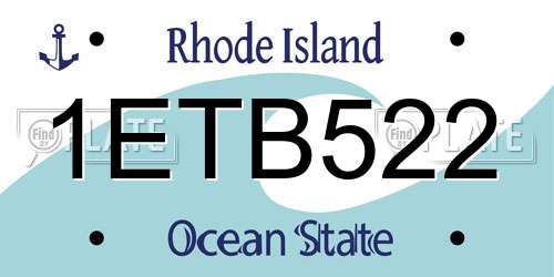 1ETB522 Rhode Island License Plate