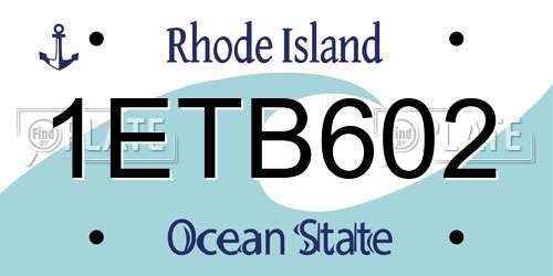 1ETB602 Rhode Island License Plate