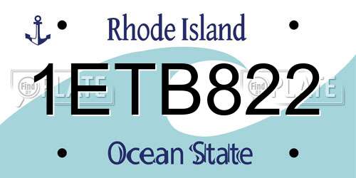 1ETB822 Rhode Island License Plate