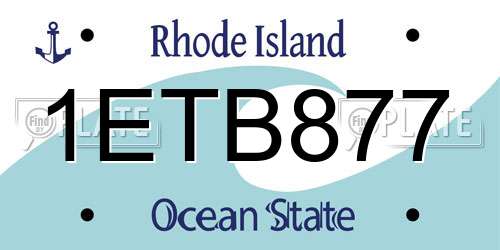 1ETB877 Rhode Island License Plate