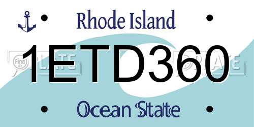 1ETD360 Rhode Island License Plate