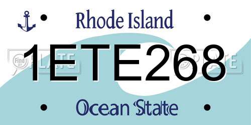 1ETE268 Rhode Island License Plate