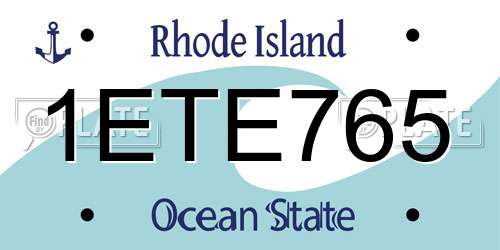 1ETE765 Rhode Island License Plate