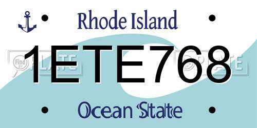 1ETE768 Rhode Island License Plate