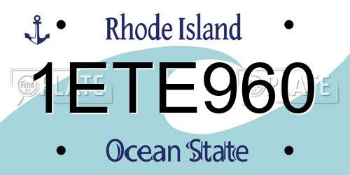 1ETE960 Rhode Island License Plate