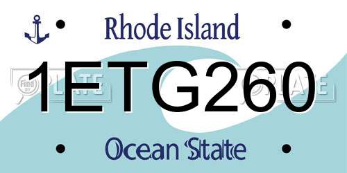 1ETG260 Rhode Island License Plate