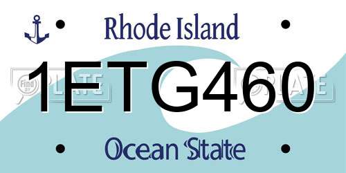 1ETG460 Rhode Island License Plate