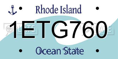 1ETG760 Rhode Island License Plate