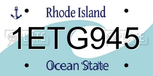 1ETG945 Rhode Island License Plate
