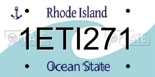 1ETI271 Rhode Island License Plate