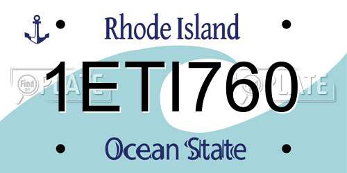 1ETI760 Rhode Island License Plate