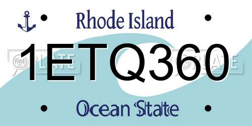 1ETQ360 Rhode Island License Plate