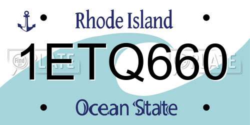 1ETQ660 Rhode Island License Plate
