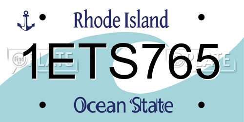 1ETS765 Rhode Island License Plate