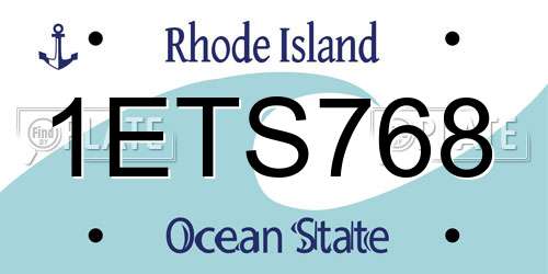 1ETS768 Rhode Island License Plate