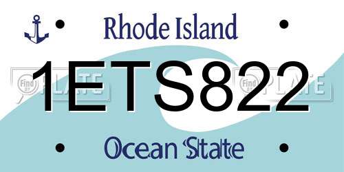 1ETS822 Rhode Island License Plate