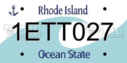 1ETT027 Rhode Island License Plate