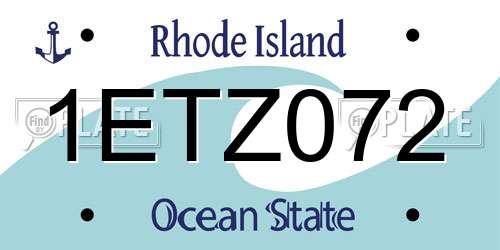 1ETZ072 Rhode Island License Plate