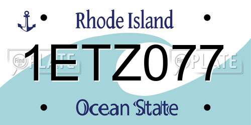 1ETZ077 Rhode Island License Plate