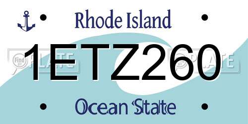 1ETZ260 Rhode Island License Plate