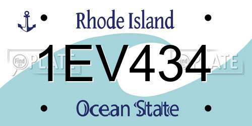 1EV434 Rhode Island License Plate