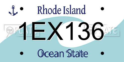 1EX136 Rhode Island License Plate