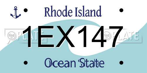 1EX147 Rhode Island License Plate