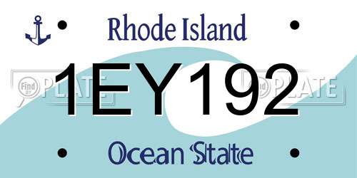 1EY192 Rhode Island License Plate